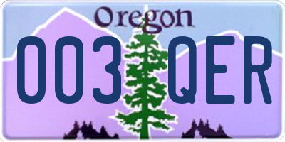 OR license plate 003QER