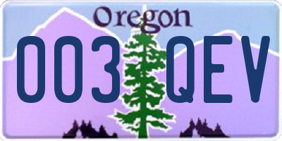 OR license plate 003QEV