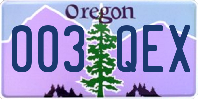 OR license plate 003QEX