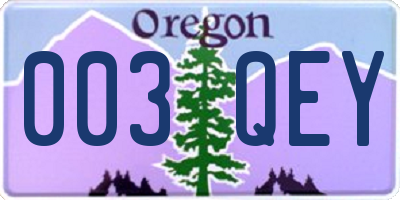 OR license plate 003QEY
