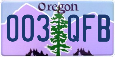 OR license plate 003QFB