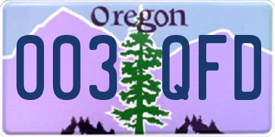 OR license plate 003QFD