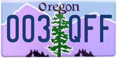 OR license plate 003QFF