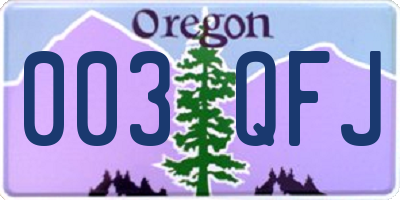OR license plate 003QFJ