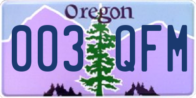 OR license plate 003QFM