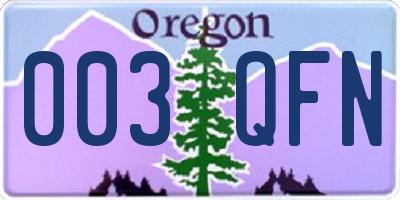 OR license plate 003QFN
