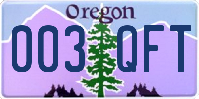 OR license plate 003QFT