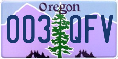 OR license plate 003QFV