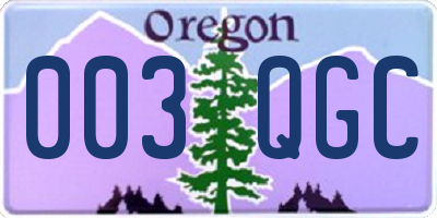 OR license plate 003QGC