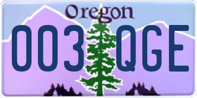 OR license plate 003QGE