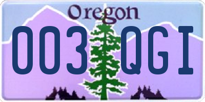 OR license plate 003QGI