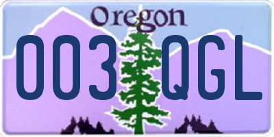 OR license plate 003QGL