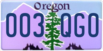 OR license plate 003QGO