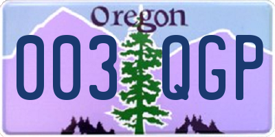 OR license plate 003QGP