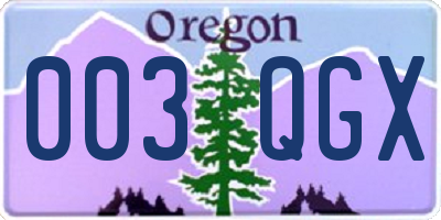 OR license plate 003QGX