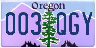 OR license plate 003QGY