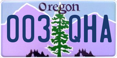 OR license plate 003QHA