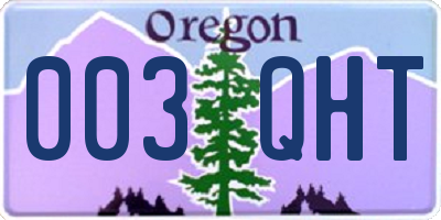 OR license plate 003QHT