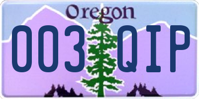 OR license plate 003QIP