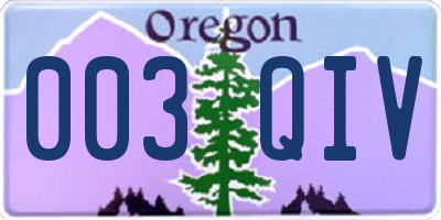 OR license plate 003QIV