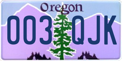 OR license plate 003QJK