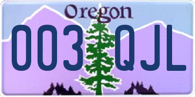 OR license plate 003QJL