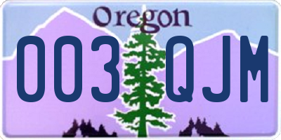 OR license plate 003QJM