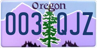 OR license plate 003QJZ