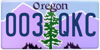 OR license plate 003QKC