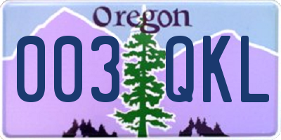 OR license plate 003QKL