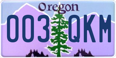 OR license plate 003QKM