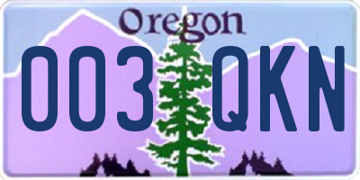 OR license plate 003QKN