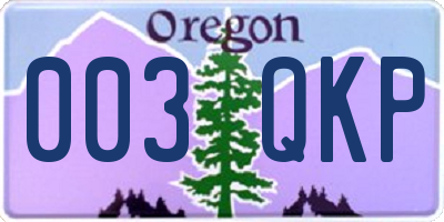 OR license plate 003QKP
