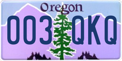 OR license plate 003QKQ