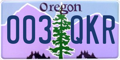 OR license plate 003QKR