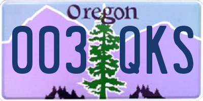 OR license plate 003QKS