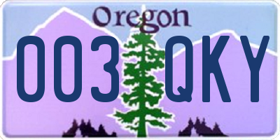 OR license plate 003QKY