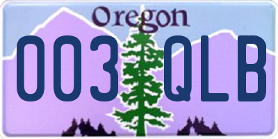 OR license plate 003QLB