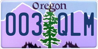 OR license plate 003QLM