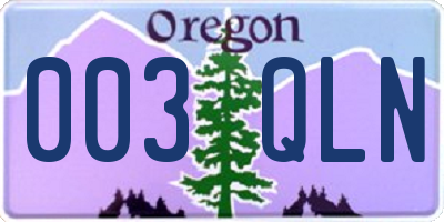 OR license plate 003QLN