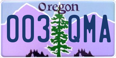 OR license plate 003QMA