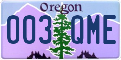 OR license plate 003QME