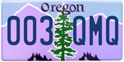 OR license plate 003QMQ