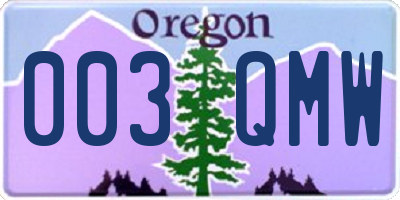 OR license plate 003QMW