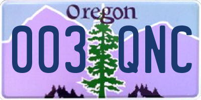 OR license plate 003QNC