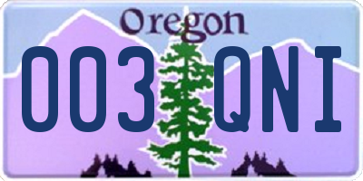 OR license plate 003QNI