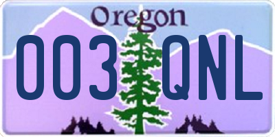OR license plate 003QNL