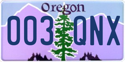 OR license plate 003QNX