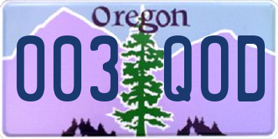 OR license plate 003QOD