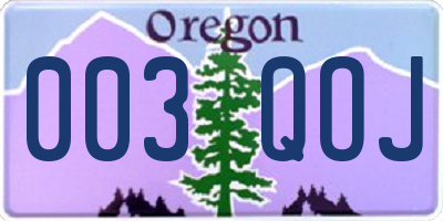 OR license plate 003QOJ